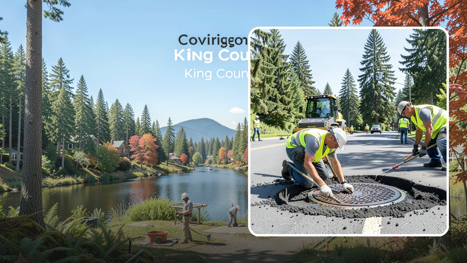 Manhole Adjustment in Covington, King County, WA - Raising, lowering, and repairing manhole frames and covers to match grade and restore safe access.