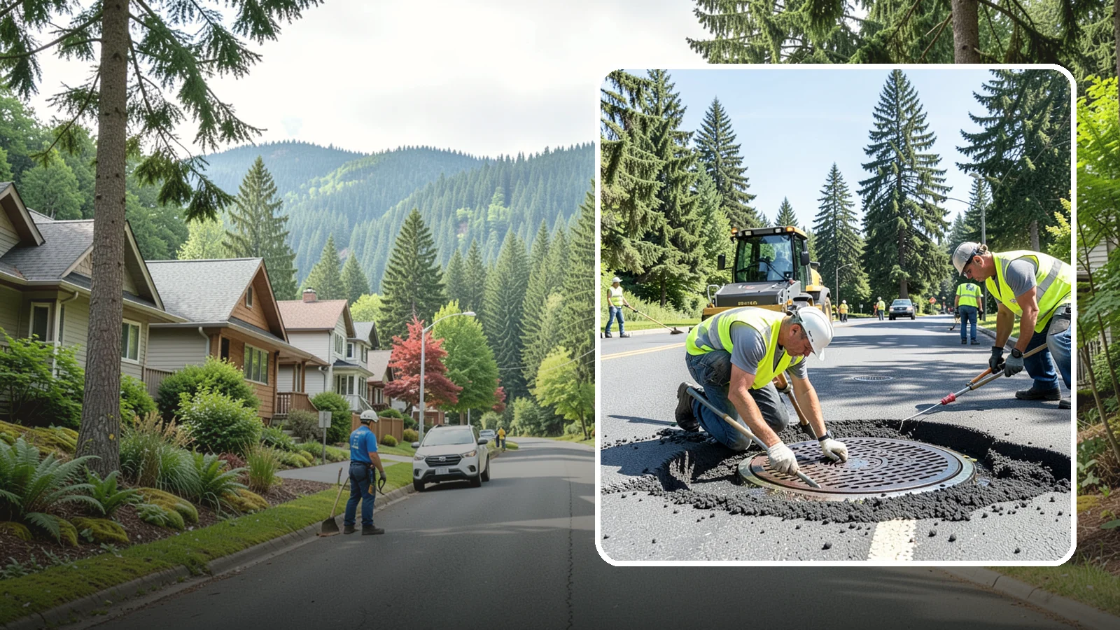 Manhole Adjustment in Darrington, Snohomish County, WA - Raising, lowering, and repairing manhole frames and covers to match grade and restore safe access.