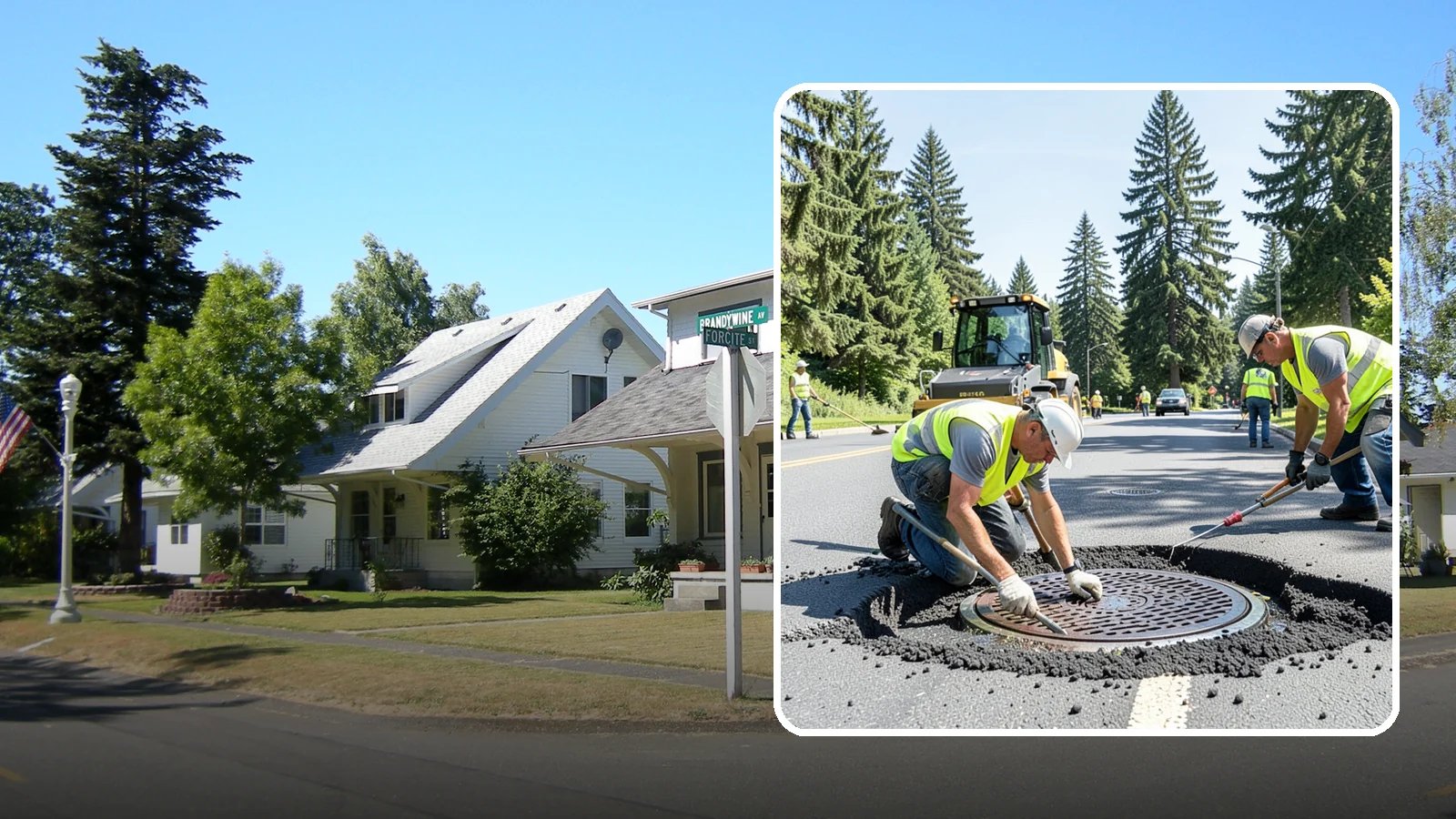 Manhole Adjustment in DuPont, Pierce County, WA - Raising, lowering, and repairing manhole frames and covers to match grade and restore safe access.