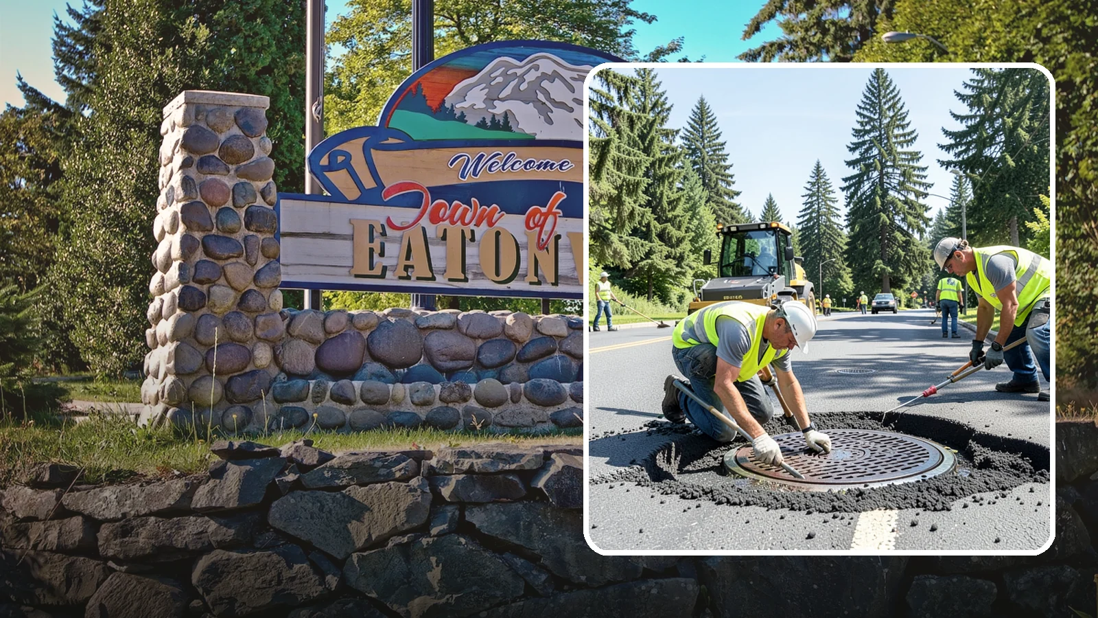 Manhole Adjustment in Eatonville, Pierce County, WA - Raising, lowering, and repairing manhole frames and covers to match grade and restore safe access.