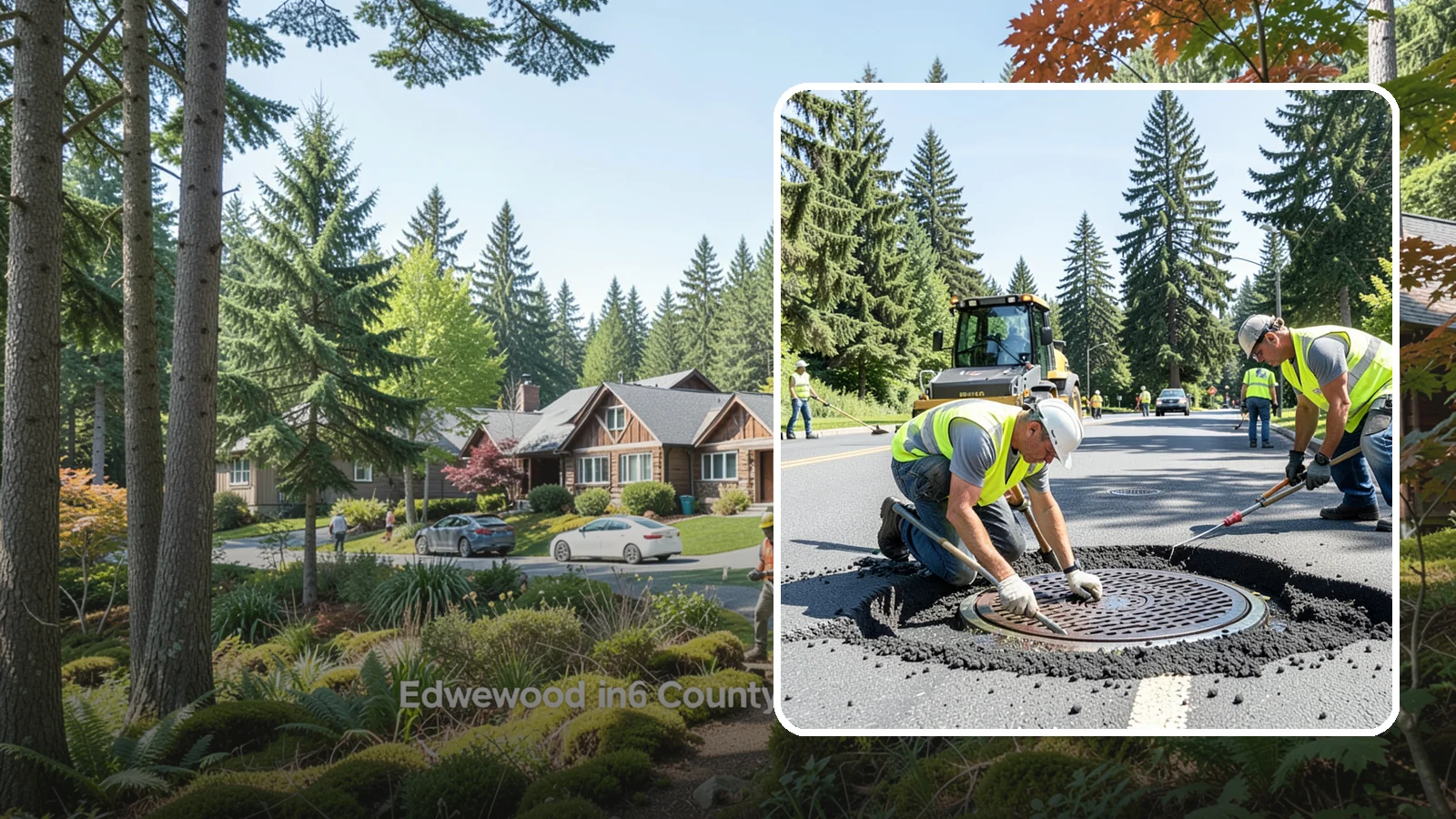 Manhole Adjustment in Edgewood, Pierce County, WA - Raising, lowering, and repairing manhole frames and covers to match grade and restore safe access.