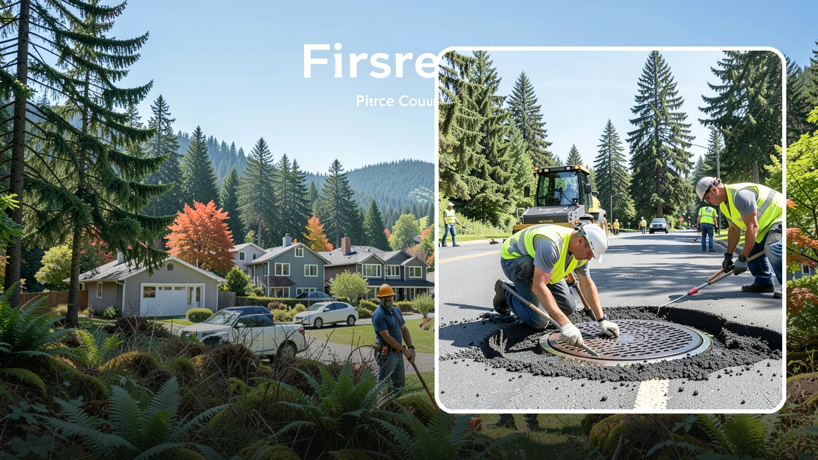 Manhole Adjustment in Fircrest, Pierce County, WA - Raising, lowering, and repairing manhole frames and covers to match grade and restore safe access.
