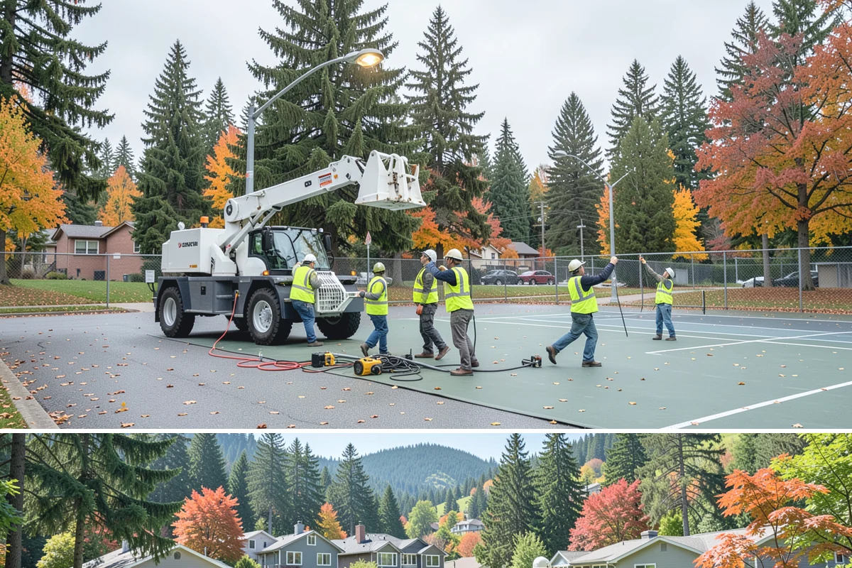 Manhole Adjustment in Fircrest, Pierce County, WA - Manhole adjustments are typically scheduled with dry-weather paving projects for proper material placement and cure.