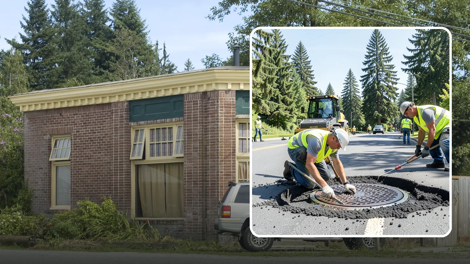 Manhole Adjustment in Hamilton, Skagit County, WA - Raising, lowering, and repairing manhole frames and covers to match grade and restore safe access.