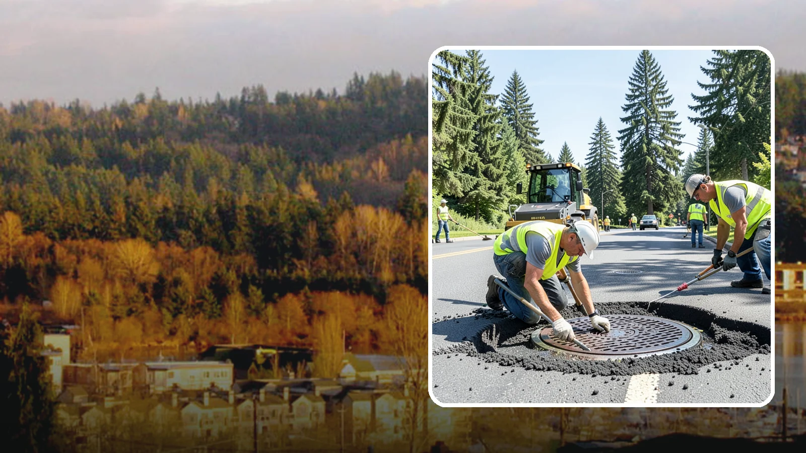 Manhole Adjustment in Kenmore, King County, WA - Raising, lowering, and repairing manhole frames and covers to match grade and restore safe access.