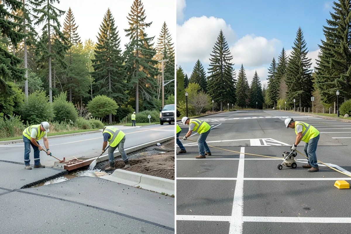 Manhole Adjustment in Lake Forest Park, King County, WA - Survey casting elevations against finished grade