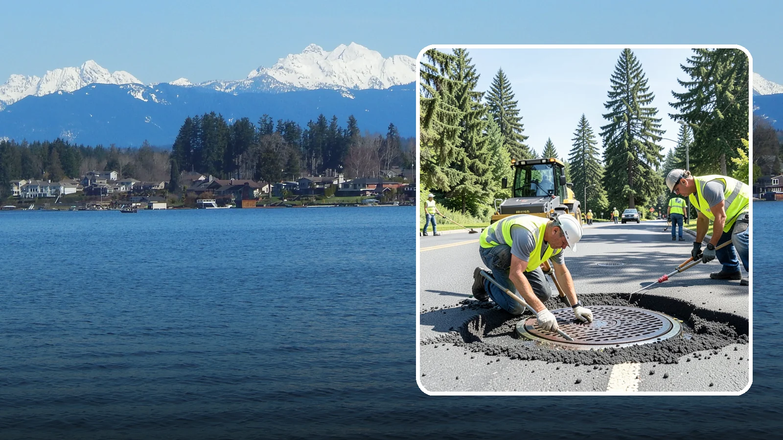 Manhole Adjustment in Lake Stevens, Snohomish County, WA - Raising, lowering, and repairing manhole frames and covers to match grade and restore safe access.