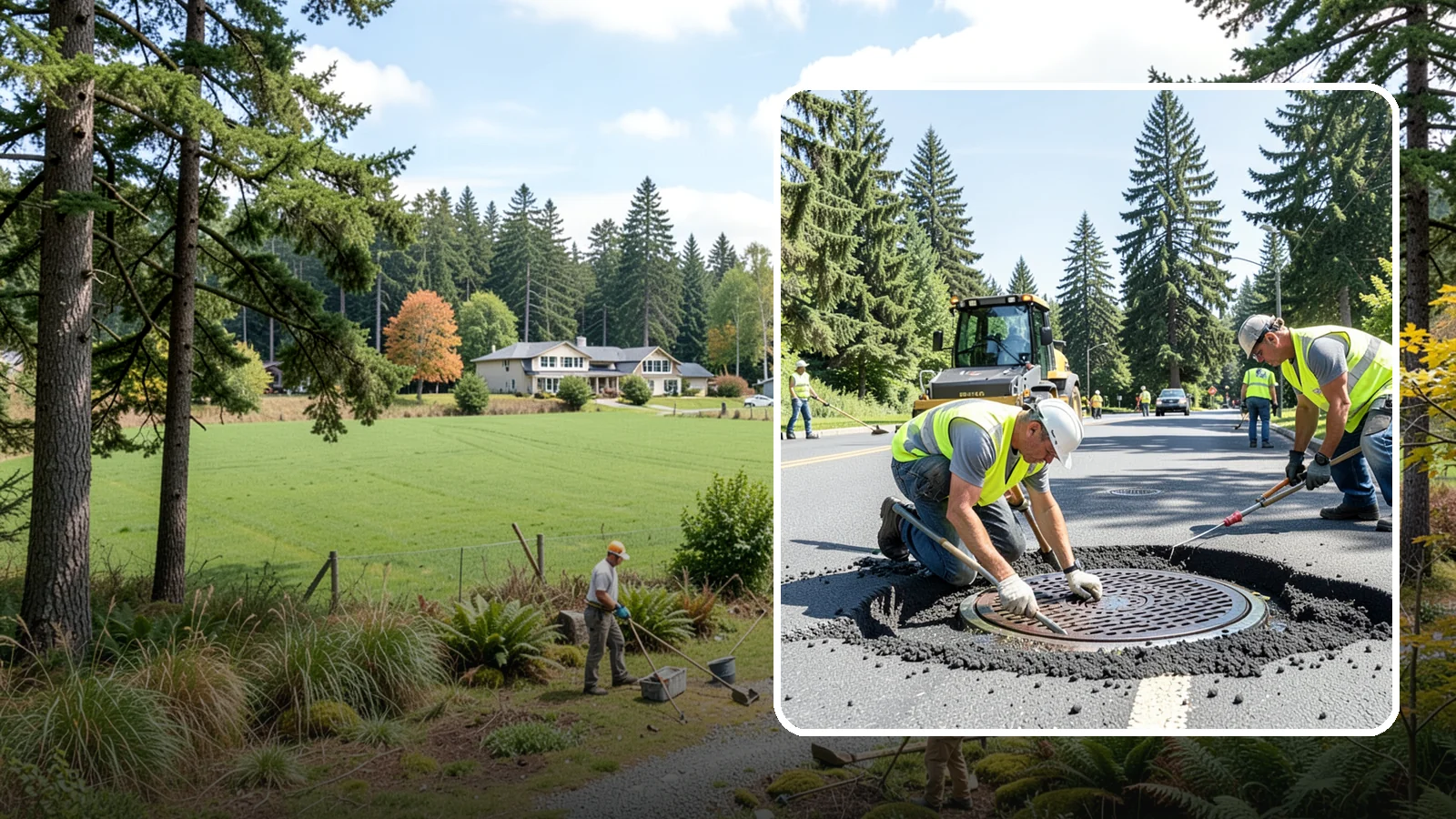 Manhole Adjustment in Lyman, Skagit County, WA - Raising, lowering, and repairing manhole frames and covers to match grade and restore safe access.