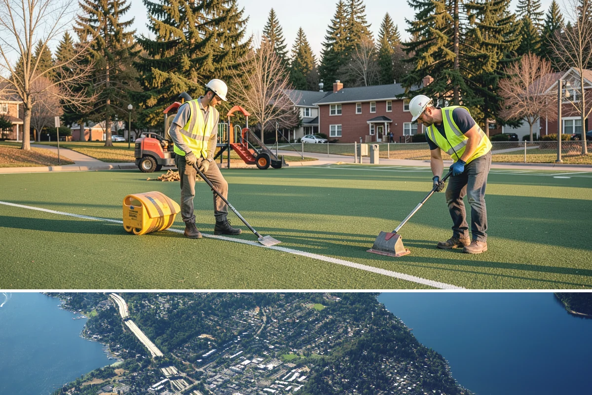 Manhole Adjustment in Mercer Island, King County, WA - Manhole adjustments are typically scheduled with dry-weather paving projects for proper material placement and cure.