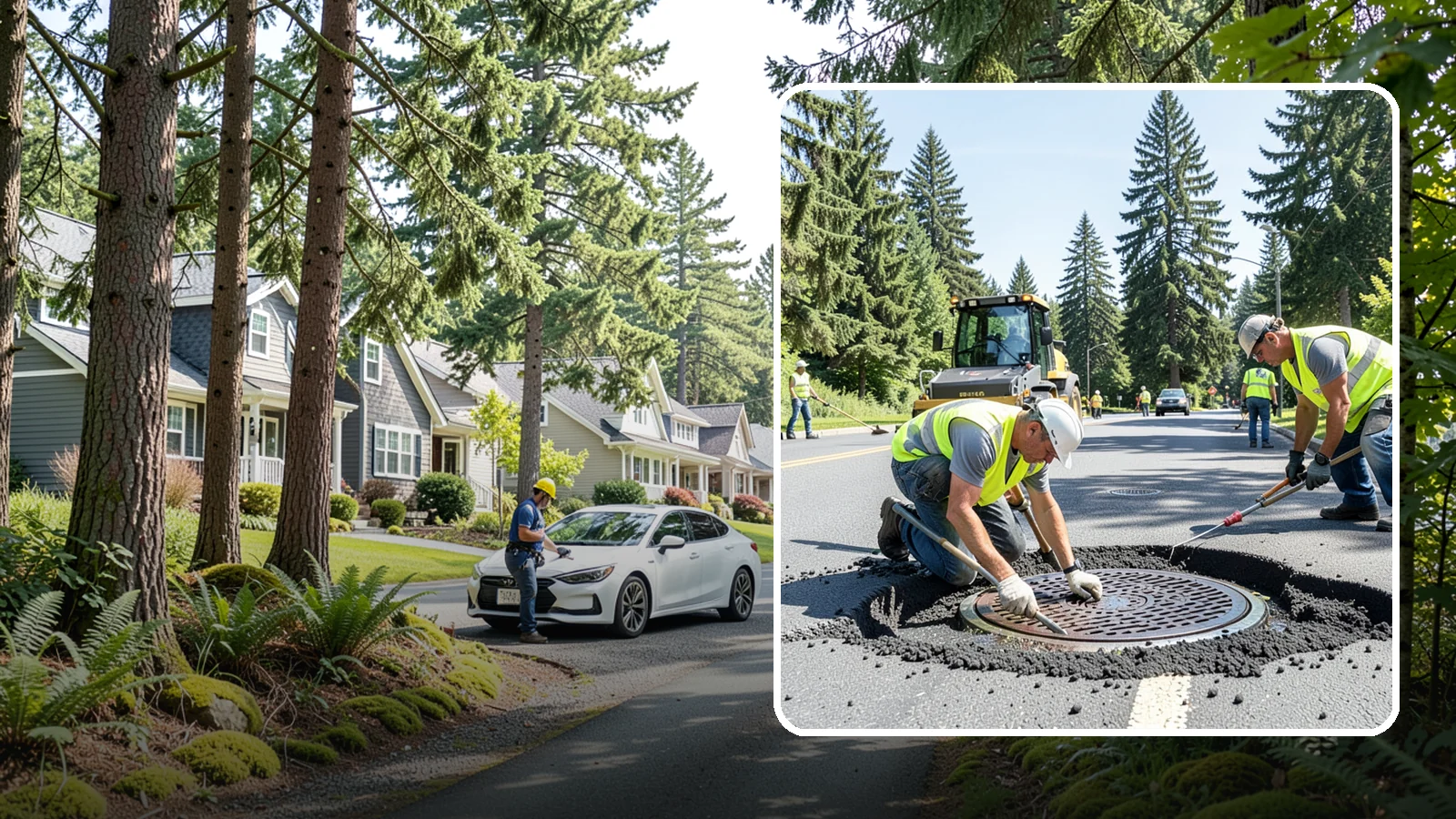 Manhole Adjustment in Normandy Park, King County, WA - Raising, lowering, and repairing manhole frames and covers to match grade and restore safe access.