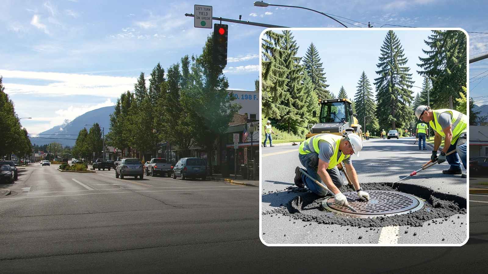 Manhole Adjustment in North Bend, King County, WA - Raising, lowering, and repairing manhole frames and covers to match grade and restore safe access.