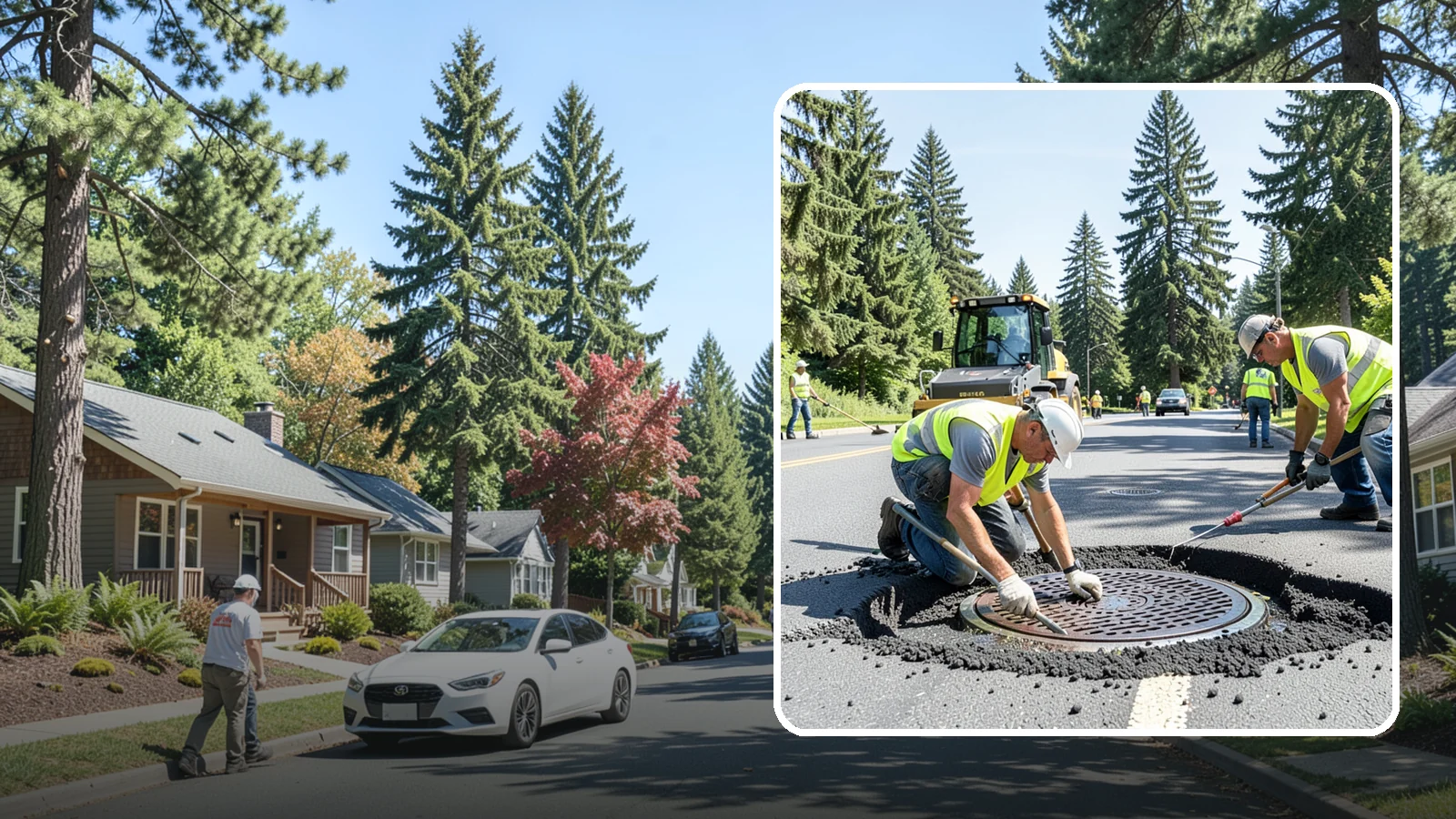 Manhole Adjustment in Orting, Pierce County, WA - Raising, lowering, and repairing manhole frames and covers to match grade and restore safe access.