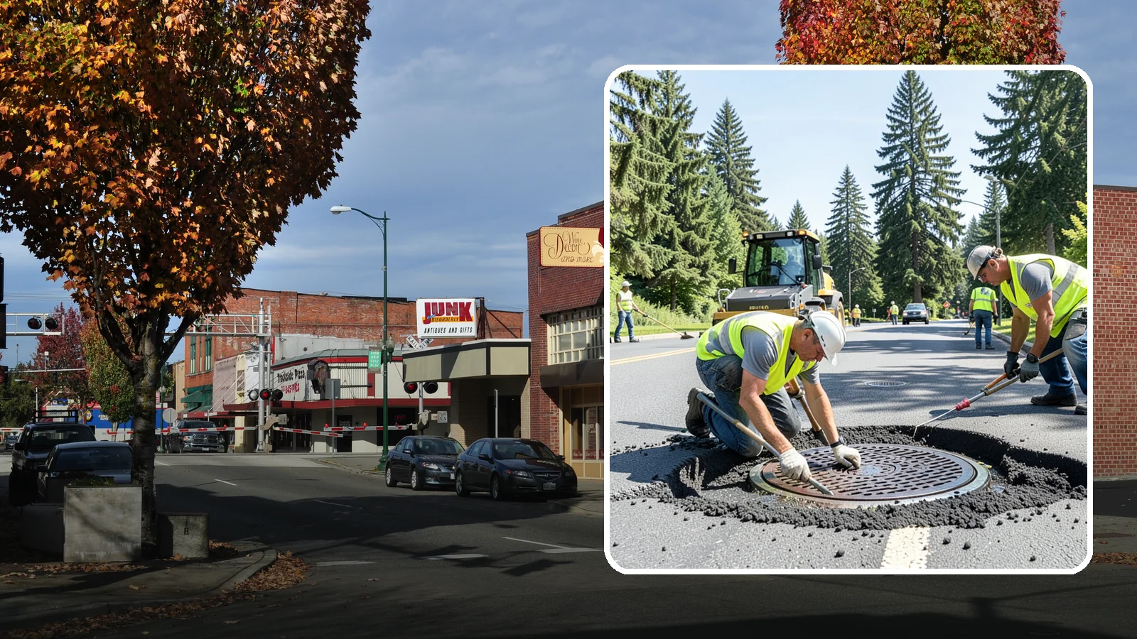 Manhole Adjustment in Puyallup, Pierce County, WA - Raising, lowering, and repairing manhole frames and covers to match grade and restore safe access.