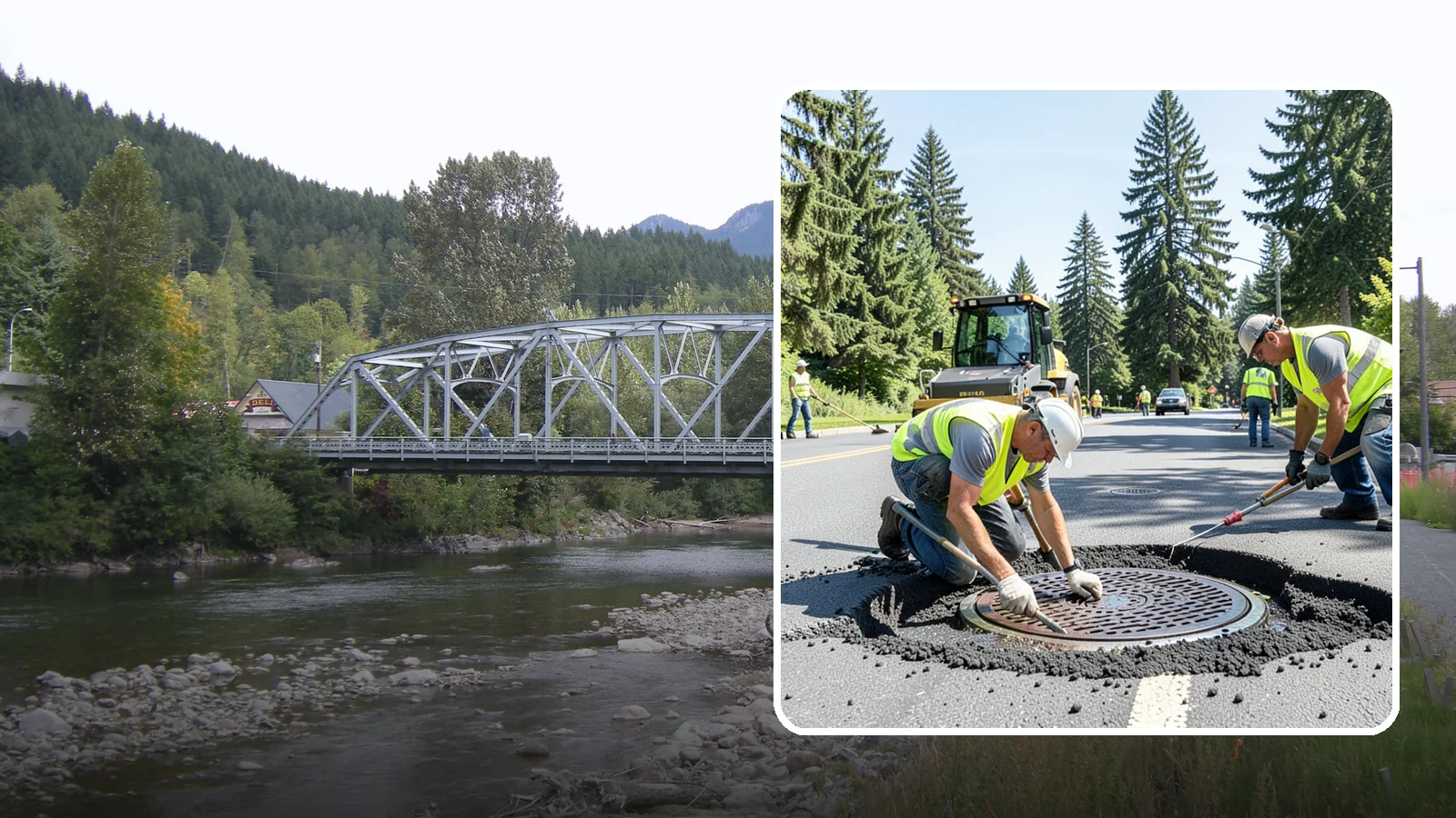 Manhole Adjustment in Skykomish, King County, WA - Raising, lowering, and repairing manhole frames and covers to match grade and restore safe access.