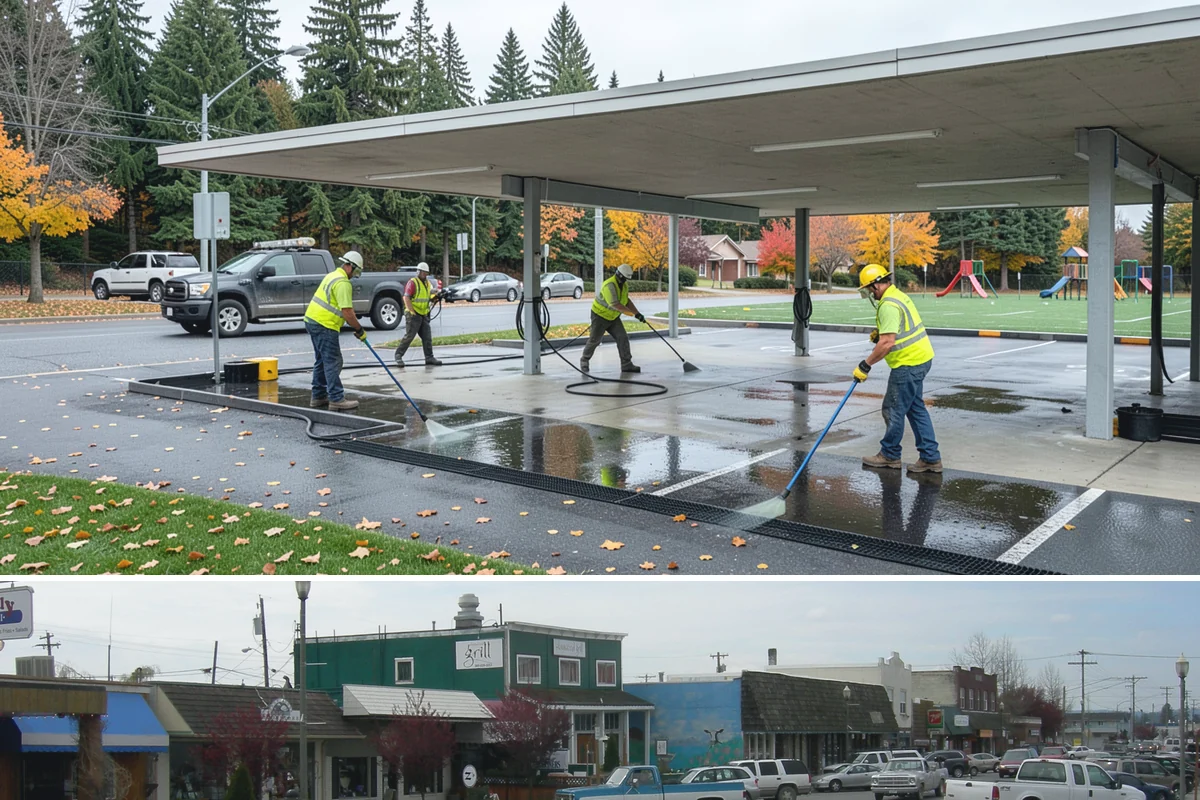 Manhole Adjustment in Stanwood, Snohomish County, WA - Manhole adjustments are typically scheduled with dry-weather paving projects for proper material placement and cure.