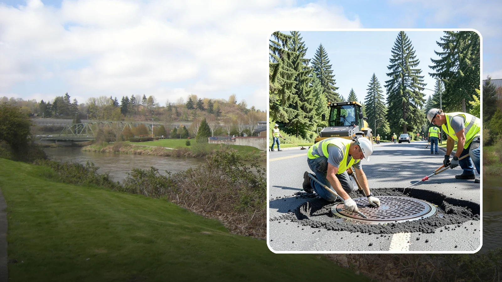 Manhole Adjustment in Tukwila, King County, WA - Raising, lowering, and repairing manhole frames and covers to match grade and restore safe access.