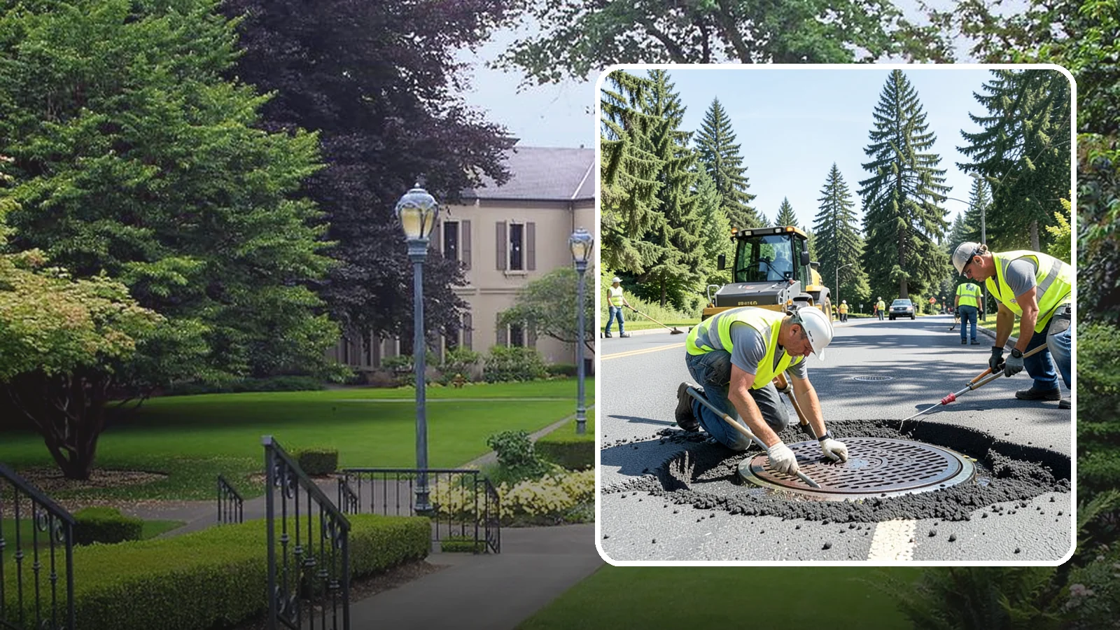 Manhole Adjustment in Woodinville, King County, WA - Raising, lowering, and repairing manhole frames and covers to match grade and restore safe access.