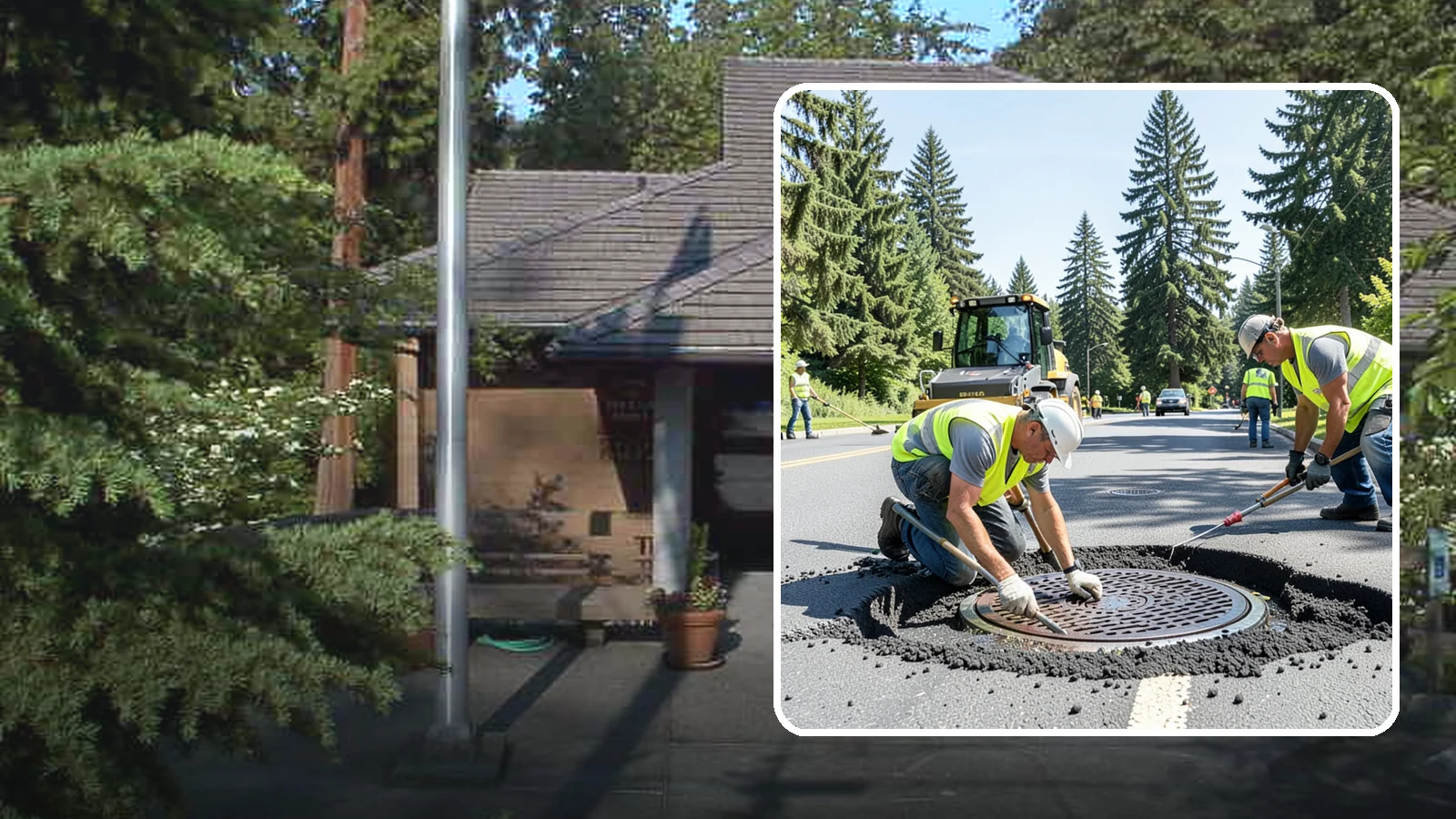 Manhole Adjustment in Yarrow Point, King County, WA - Raising, lowering, and repairing manhole frames and covers to match grade and restore safe access.