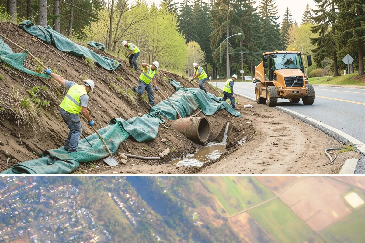 Median & Roundabout Landscaping in Algona, King County, WA - Planting is scheduled for the mild spring and fall windows, while sight-line trimming continues through the active growing season.