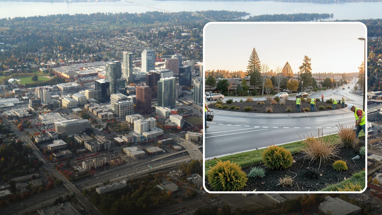 Median & Roundabout Landscaping in Bellevue, King County, WA - We install and maintain durable, sight-safe plantings in medians and roundabouts for Western Washington transportation and public...