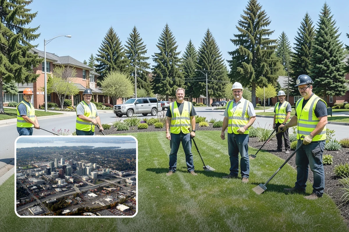 Median & Roundabout Landscaping in Bellevue, King County, WA - Sight-safe plant selection maintains driver visibility and MUTCD compliance