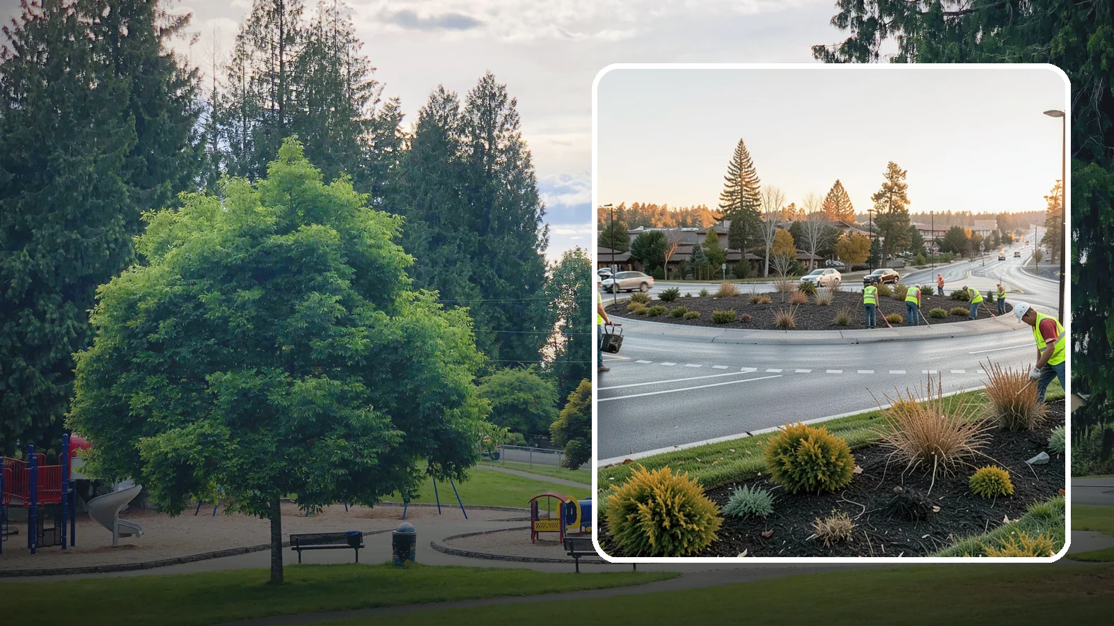 Median & Roundabout Landscaping in Bonney Lake, Pierce County, WA - We install and maintain durable, sight-safe plantings in medians and roundabouts for Western Washington transportation and public...