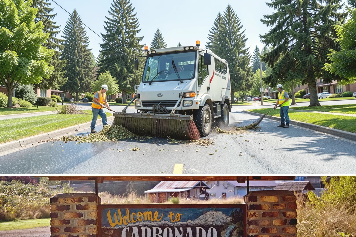 Median & Roundabout Landscaping in Carbonado, Pierce County, WA - Planting is scheduled for the mild spring and fall windows, while sight-line trimming continues through the active growing season.