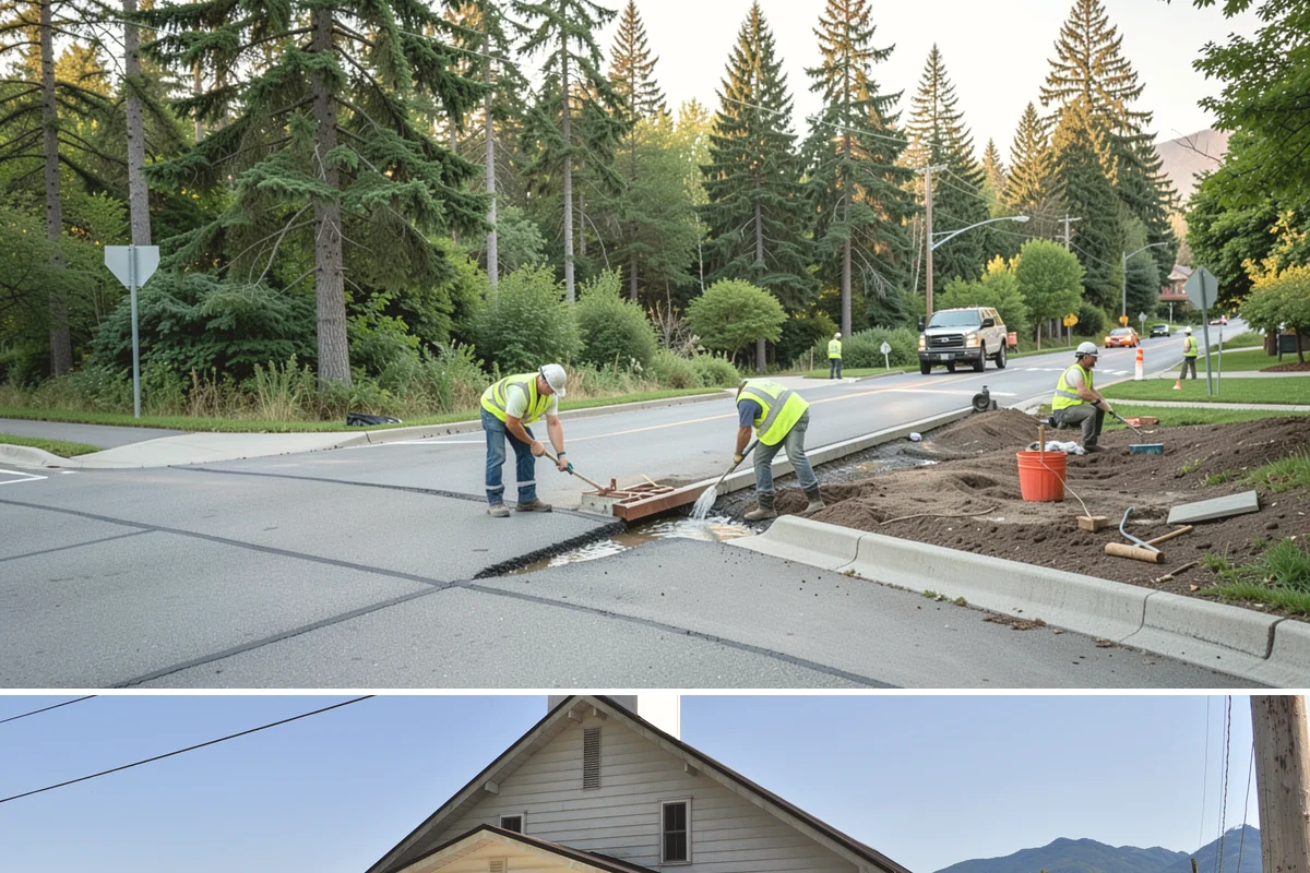 Median & Roundabout Landscaping in Concrete, Skagit County, WA - Planting is scheduled for the mild spring and fall windows, while sight-line trimming continues through the active growing season.