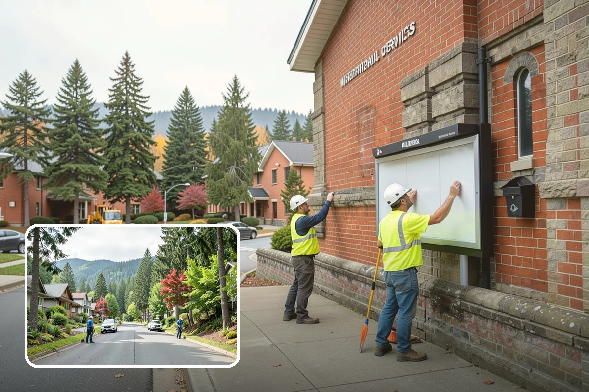 Median & Roundabout Landscaping in Darrington, Snohomish County, WA - Sight-safe plant selection maintains driver visibility and MUTCD compliance