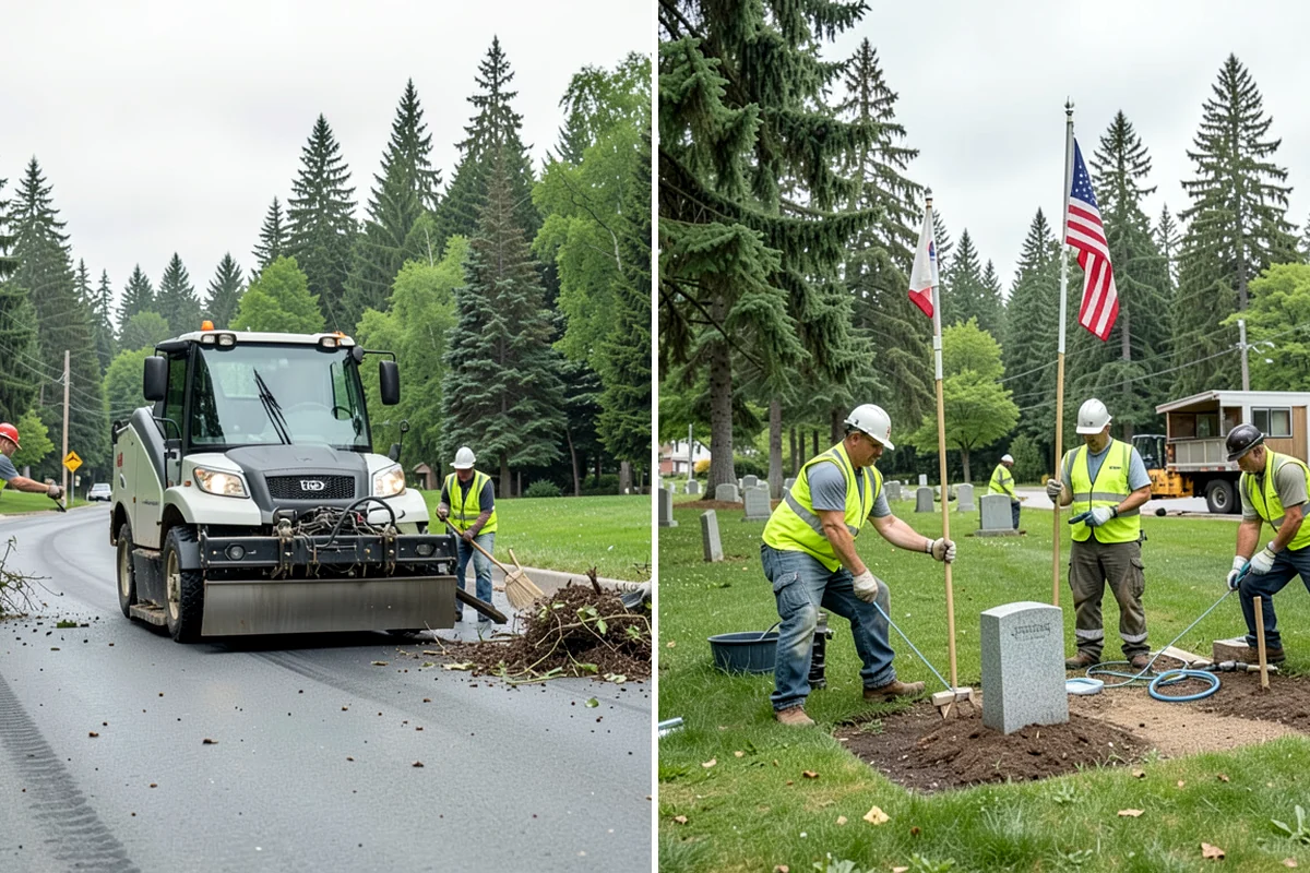Median & Roundabout Landscaping in DuPont, Pierce County, WA - We assess sight triangles, clear zones, and roadway conditions