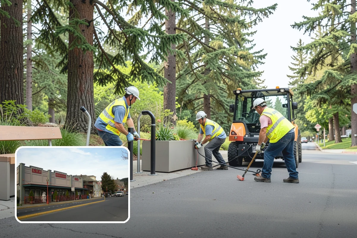 Median & Roundabout Landscaping in Issaquah, King County, WA - Sight-safe plant selection maintains driver visibility and MUTCD compliance