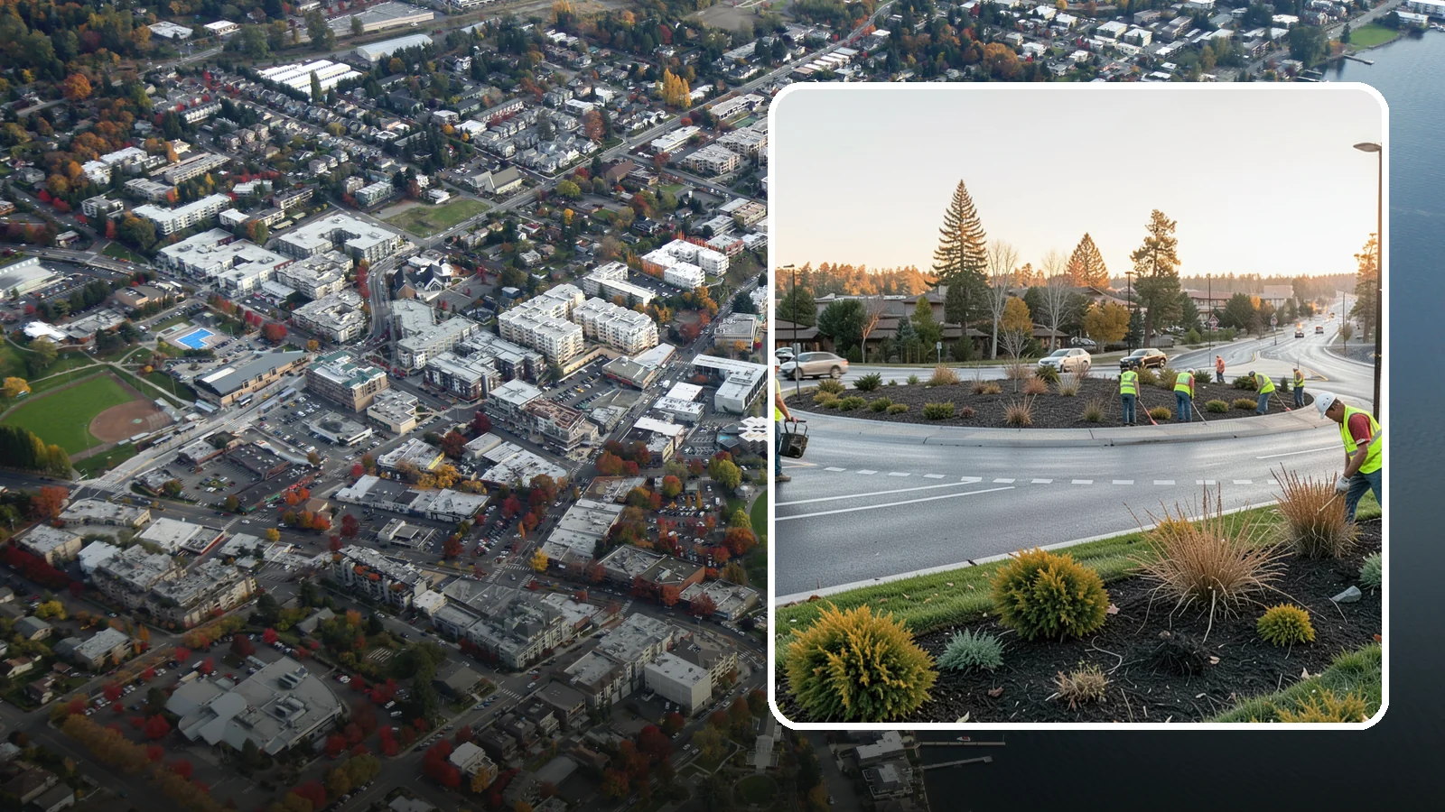 Median & Roundabout Landscaping in Kirkland, King County, WA - We install and maintain durable, sight-safe plantings in medians and roundabouts for Western Washington transportation and public...