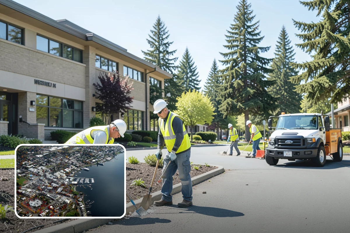 Median & Roundabout Landscaping in Kirkland, King County, WA - Sight-safe plant selection maintains driver visibility and MUTCD compliance