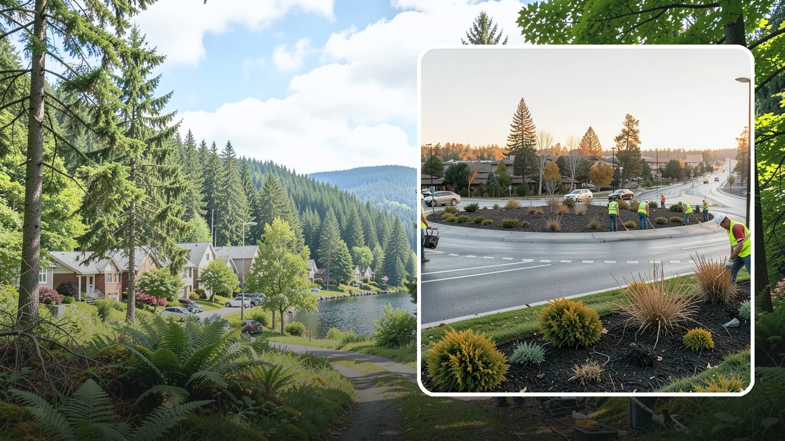 Median & Roundabout Landscaping in Lake Forest Park, King County, WA - We install and maintain durable, sight-safe plantings in medians and roundabouts for Western Washington transportation and public...