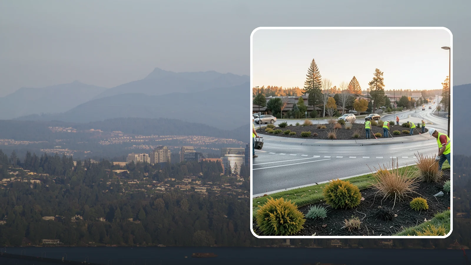 Median & Roundabout Landscaping in Medina, King County, WA - We install and maintain durable, sight-safe plantings in medians and roundabouts for Western Washington transportation and public...