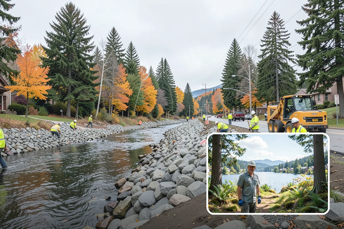 Median & Roundabout Landscaping in Milton, King County, WA - Sight-safe plant selection maintains driver visibility and MUTCD compliance