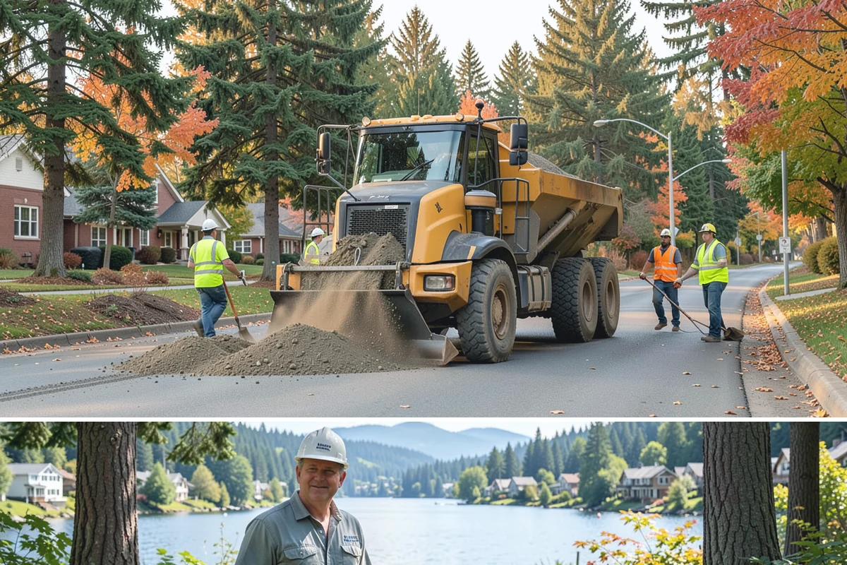 Median & Roundabout Landscaping in Milton, King County, WA - Planting is scheduled for the mild spring and fall windows, while sight-line trimming continues through the active growing season.
