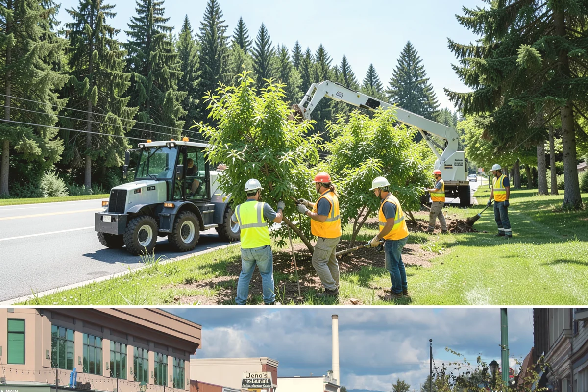 Median & Roundabout Landscaping in Monroe, Snohomish County, WA - Planting is scheduled for the mild spring and fall windows, while sight-line trimming continues through the active growing season.