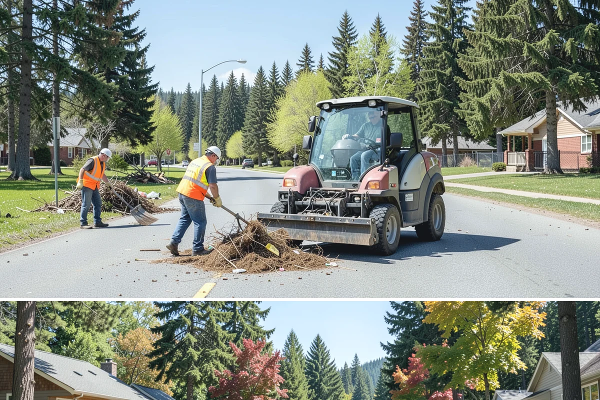 Median & Roundabout Landscaping in Orting, Pierce County, WA - Planting is scheduled for the mild spring and fall windows, while sight-line trimming continues through the active growing season.