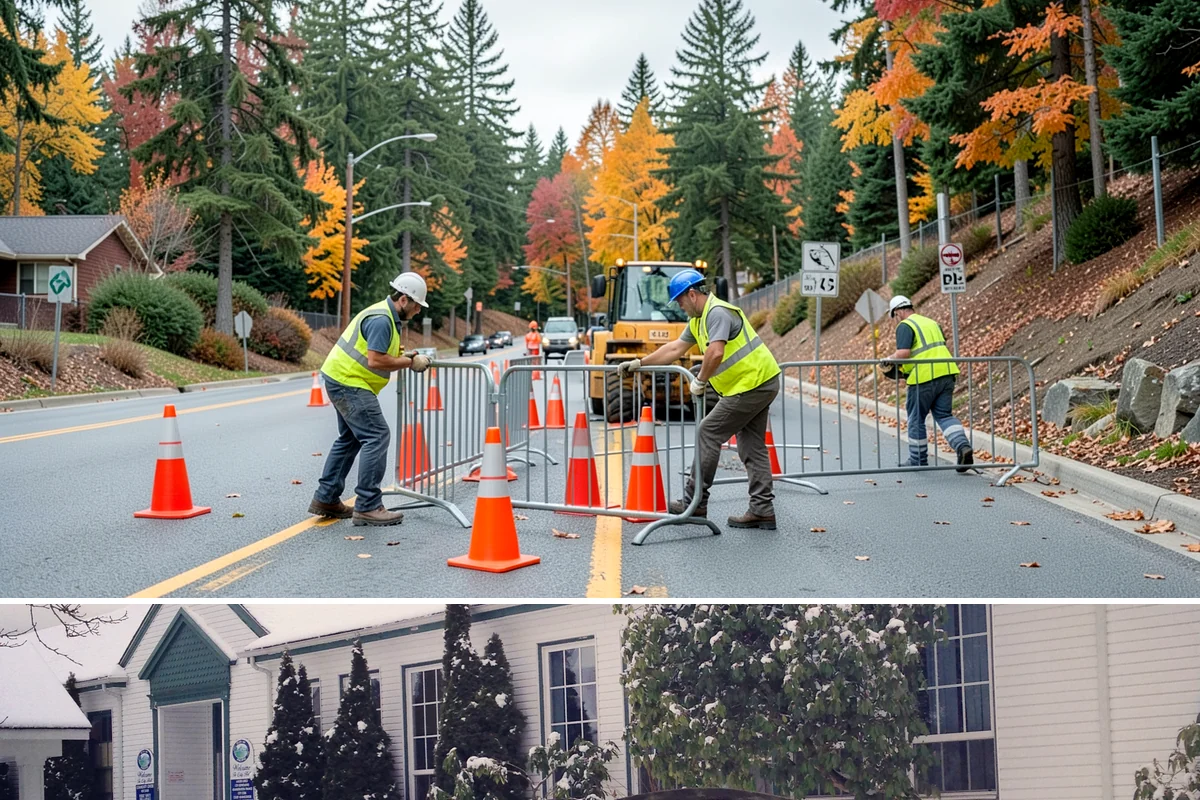 Median & Roundabout Landscaping in Pacific, King County, WA - Planting is scheduled for the mild spring and fall windows, while sight-line trimming continues through the active growing season.