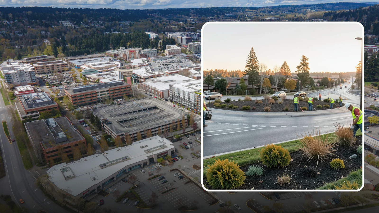 Median & Roundabout Landscaping in Redmond, King County, WA - We install and maintain durable, sight-safe plantings in medians and roundabouts for Western Washington transportation and public...
