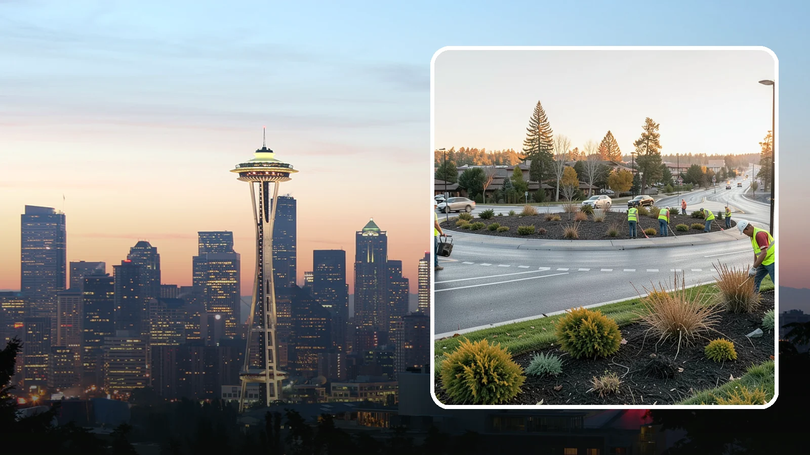 Median & Roundabout Landscaping in Seattle, King County, WA - We install and maintain durable, sight-safe plantings in medians and roundabouts for Western Washington transportation and public...