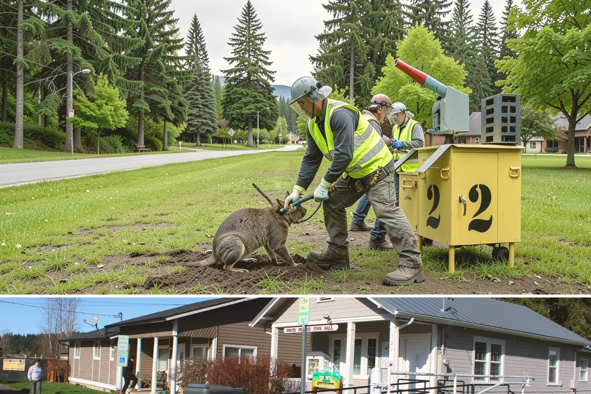 Median & Roundabout Landscaping in South Prairie, Pierce County, WA - Planting is scheduled for the mild spring and fall windows, while sight-line trimming continues through the active growing season.