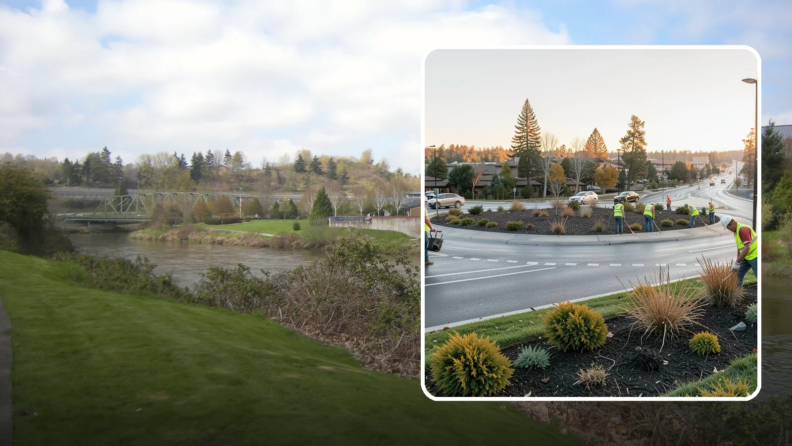 Median & Roundabout Landscaping in Tukwila, King County, WA - We install and maintain durable, sight-safe plantings in medians and roundabouts for Western Washington transportation and public...