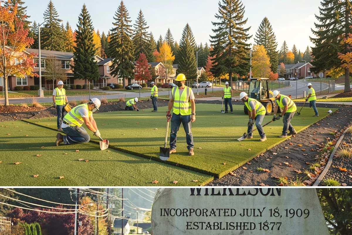 Median & Roundabout Landscaping in Wilkeson, Pierce County, WA - Planting is scheduled for the mild spring and fall windows, while sight-line trimming continues through the active growing season.