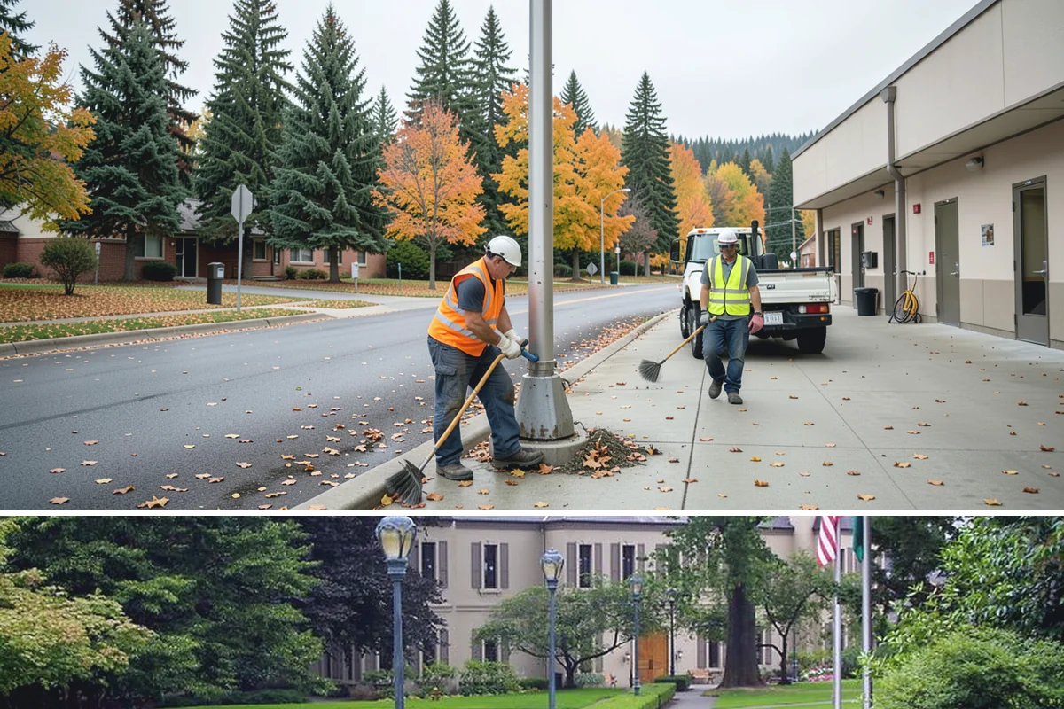 Median & Roundabout Landscaping in Woodinville, King County, WA - Planting is scheduled for the mild spring and fall windows, while sight-line trimming continues through the active growing season.