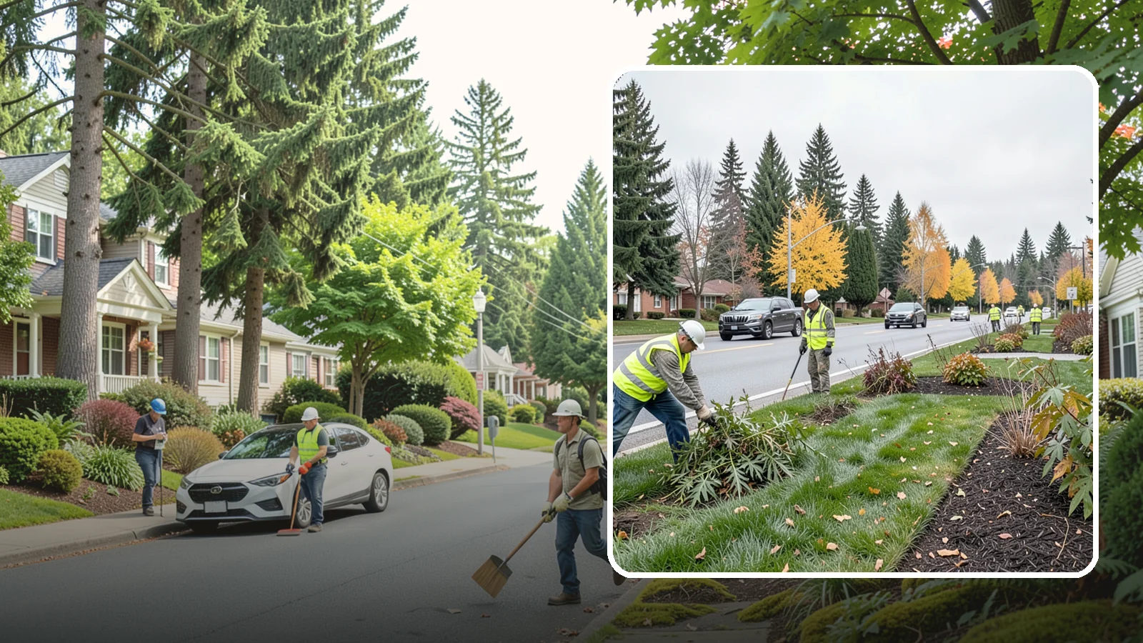 Median Landscape Maintenance in Beaux Arts Village, King County, WA - Safe, efficient maintenance of roadway medians that keeps plantings tidy and sightlines clear for drivers.