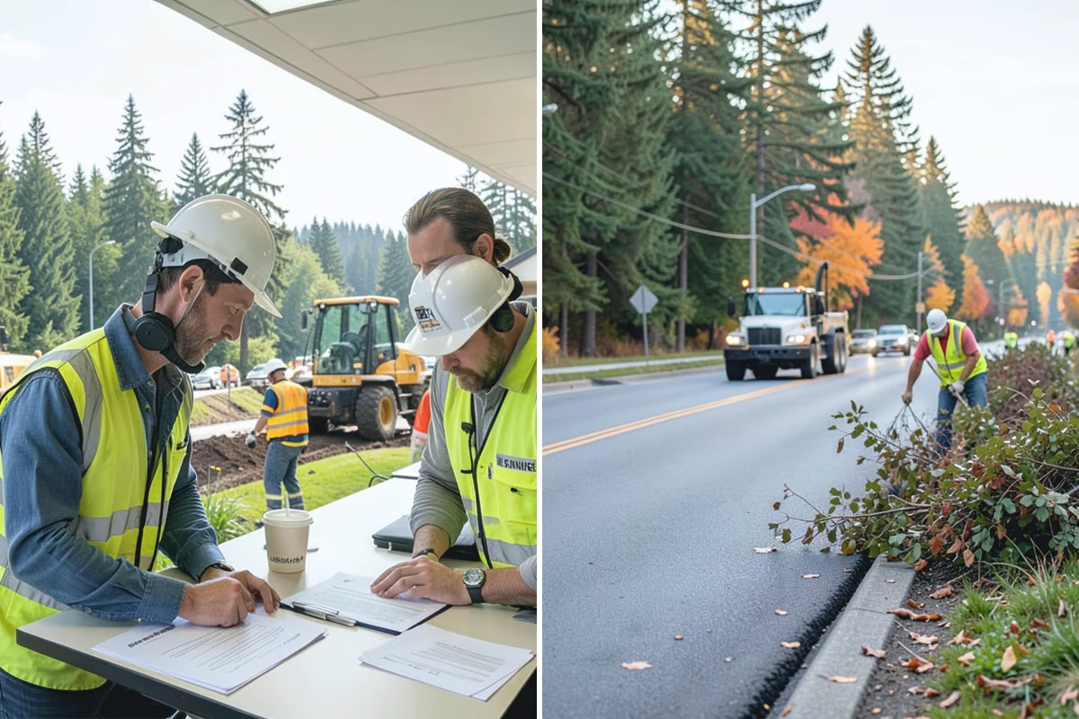 Median Landscape Maintenance in Beaux Arts Village, King County, WA - Review each median for traffic-control needs and sightline limits