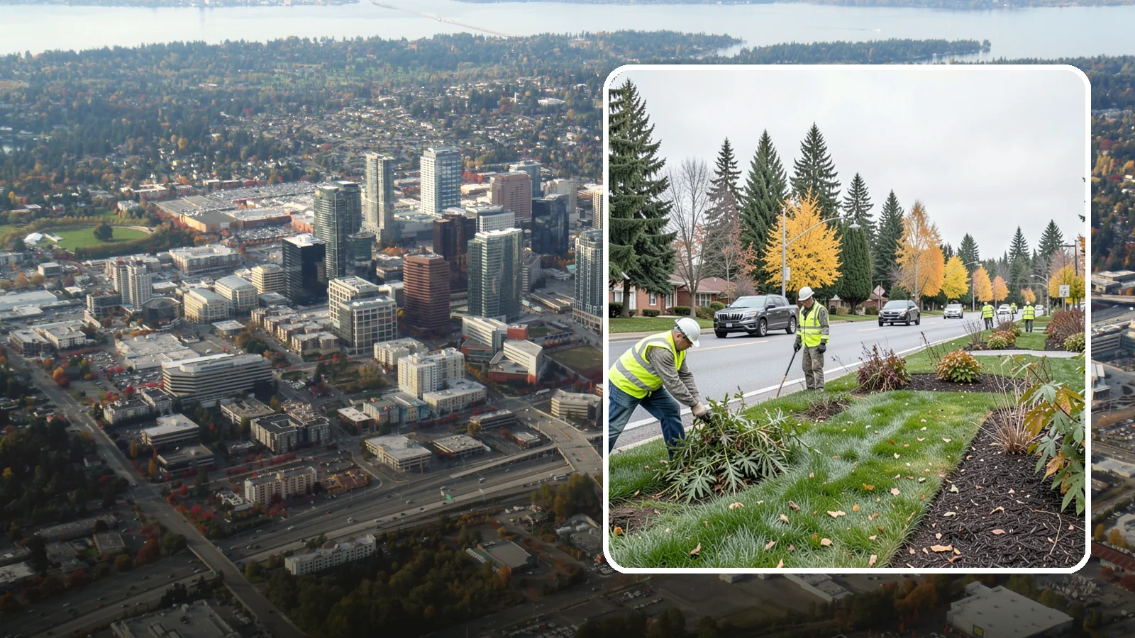 Median Landscape Maintenance in Bellevue, King County, WA - Safe, efficient maintenance of roadway medians that keeps plantings tidy and sightlines clear for drivers.