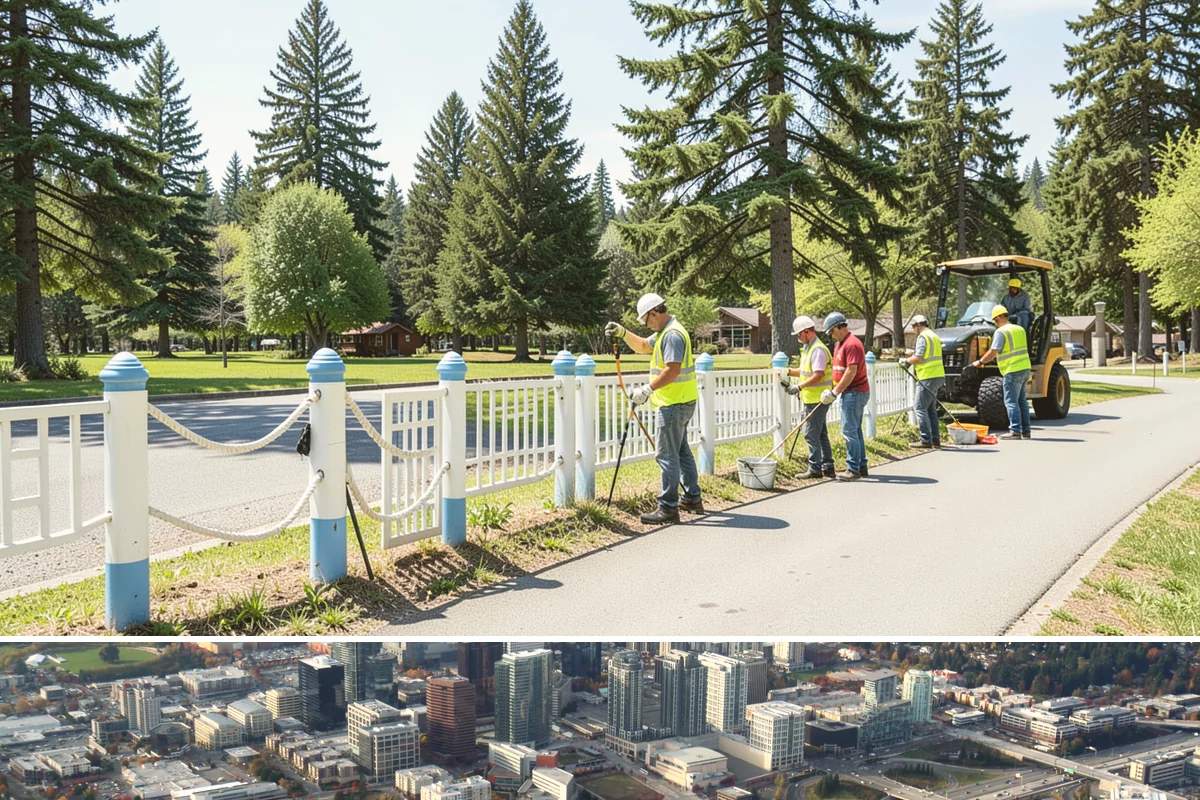 Median Landscape Maintenance in Bellevue, King County, WA - Active growth from spring through fall drives frequent mowing and trimming, while winter work centers on drainage, debris...